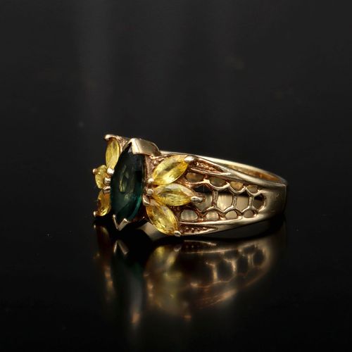 Gold Sapphire Butterfly Ring image-3