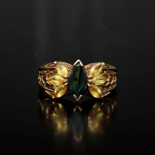 Gold Sapphire Butterfly Ring image-2