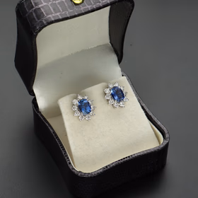 18ct White Gold Sapphire and Diamond Earrings