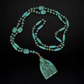 Art Deco Flapper Era Czech Glass Egyptian Revival Necklace