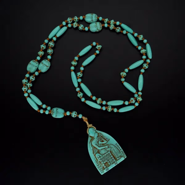 Art Deco Flapper Era Czech Glass Egyptian Revival Necklace