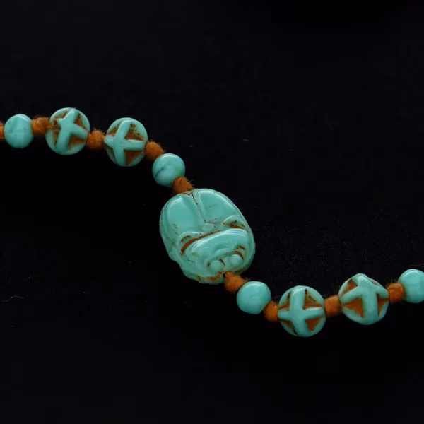 Art Deco Flapper Era Czech Glass Egyptian Revival Necklace