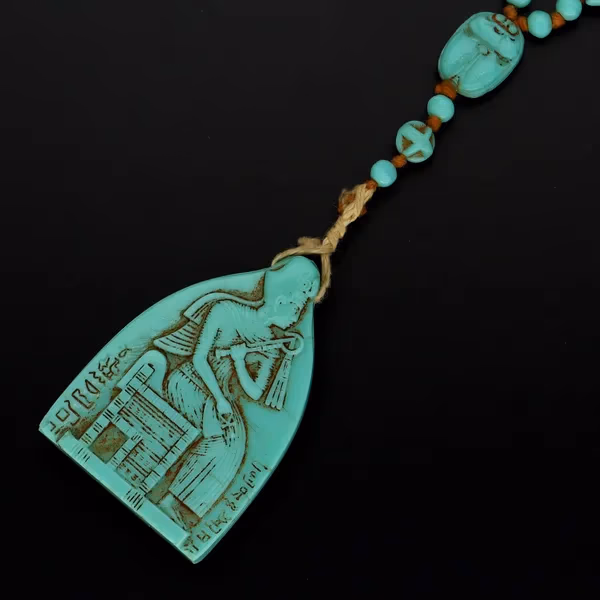 Art Deco Flapper Era Czech Glass Egyptian Revival Necklace