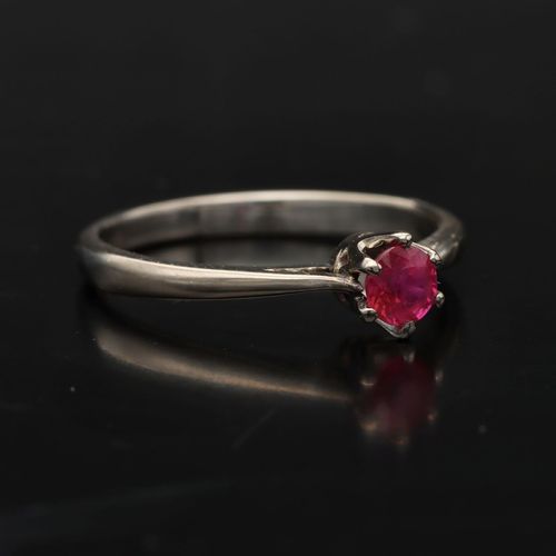 18ct White Gold and Burma Ruby Ring image-1