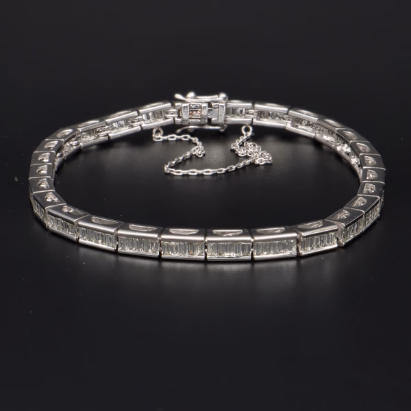 18ct White Gold Diamond Line Bracelet