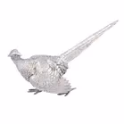 Pair of Cast Silver Cock and Hen Pheasants