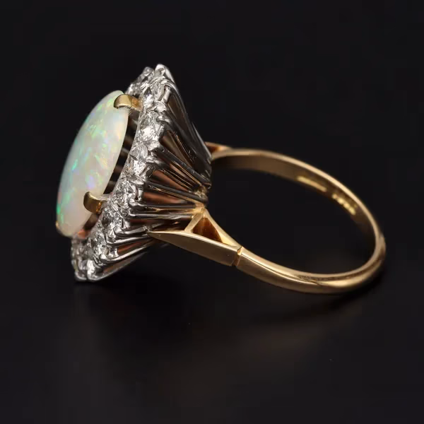 18ct Gold Opal and Diamond Ring