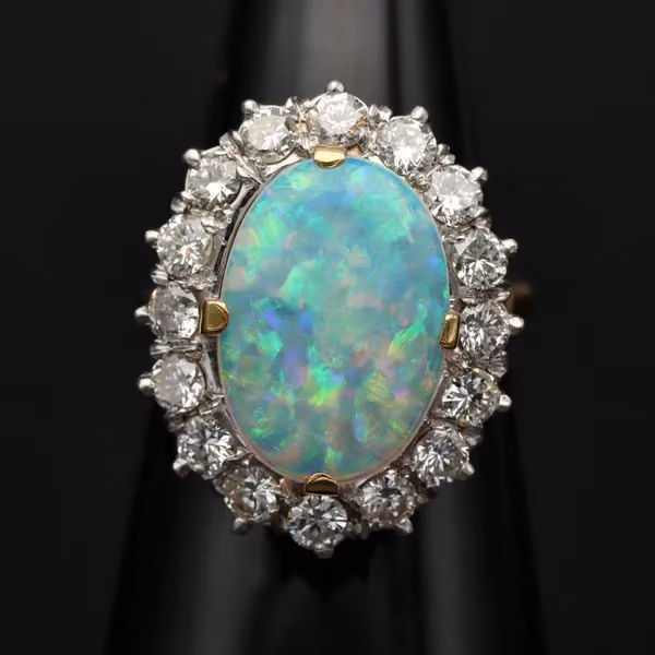 18ct Gold Opal and Diamond Ring