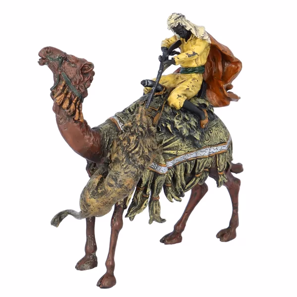 Cold Painted Bronze Arab On Camel