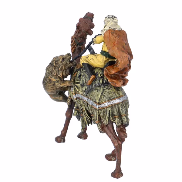 Cold Painted Bronze Arab On Camel