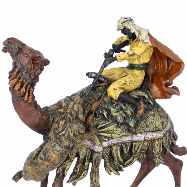 Cold Painted Bronze Arab On Camel