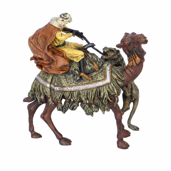 Cold Painted Bronze Arab On Camel