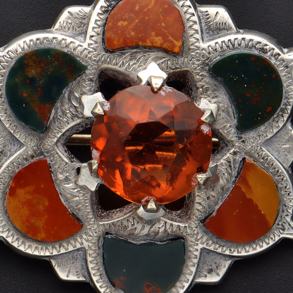 Scottish Silver Agate Brooch