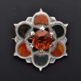 Scottish Silver Agate Brooch