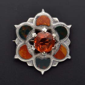 Scottish Silver Agate Brooch