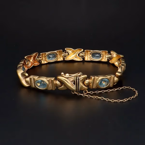 9ct Gold Aquamarine Bracelet