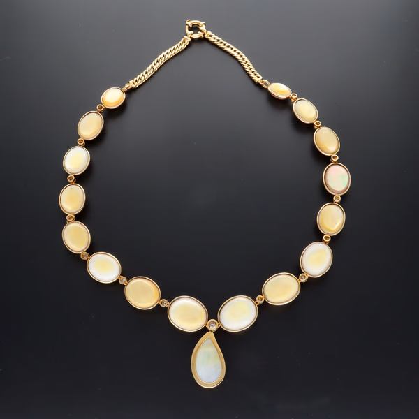 Akoya Pearl & Diamond Necklace In 18ct Yellow Gold