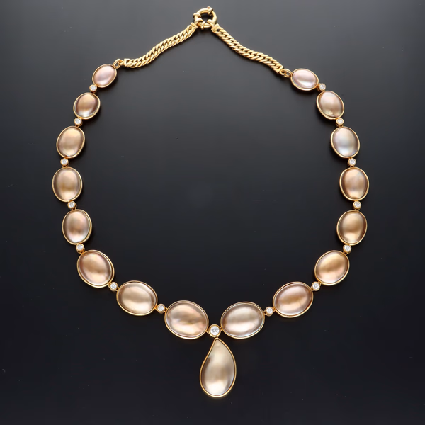 Akoya Pearl & Diamond Necklace In 18ct Yellow Gold