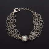 Silver Bracelet With Central Pearl Detail