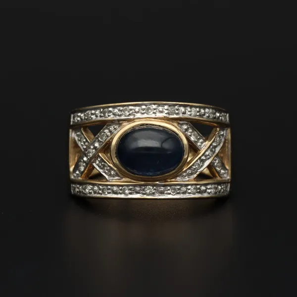 Vintage 9ct Gold Sapphire and Diamond Ring
