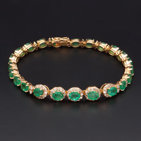 18ct Gold Emerald and Diamond Bracelet