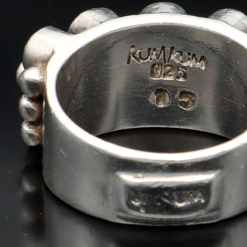Swedish KumKum Sterling Silver Gem Set Ring image-5
