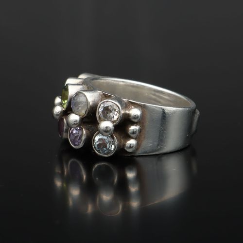 Swedish KumKum Sterling Silver Gem Set Ring image-3