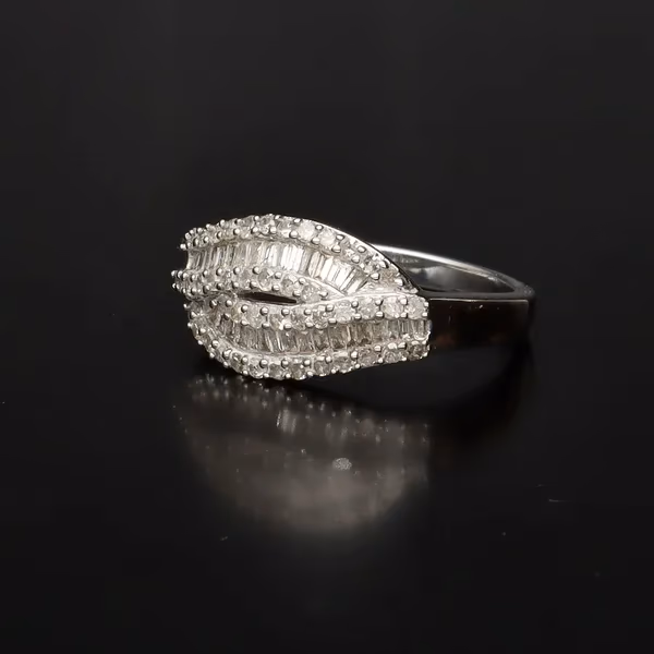Vintage 9ct Gold Multi Diamond Crossover Ring