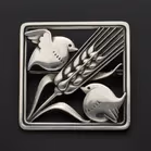 Georg Jensen Sterling Silver Birds in Wheat Brooch