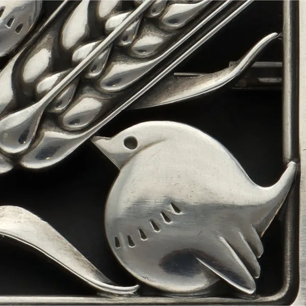 Georg Jensen Sterling Silver Birds in Wheat Brooch