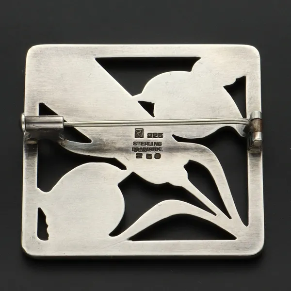 Georg Jensen Sterling Silver Birds in Wheat Brooch