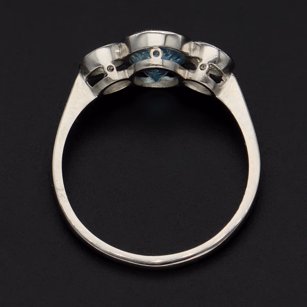 Platinum Aquamarine Diamond Ring
