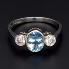 Platinum Aquamarine Diamond Ring
