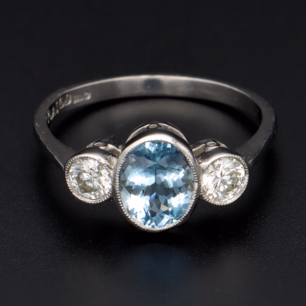 Platinum Aquamarine Diamond Ring