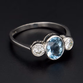 Platinum Aquamarine Diamond Ring