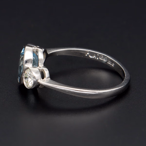 Platinum Aquamarine Diamond Ring
