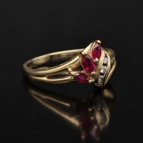 9ct Gold Diamond and Ruby Ring image-1