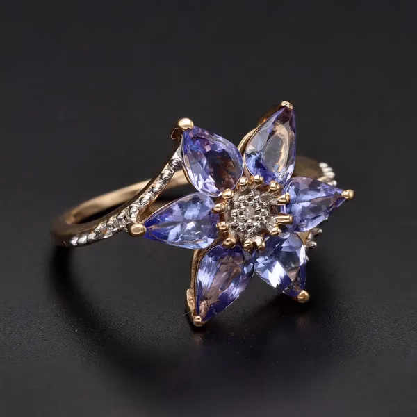 Gold Tanzanite Diamond Ring