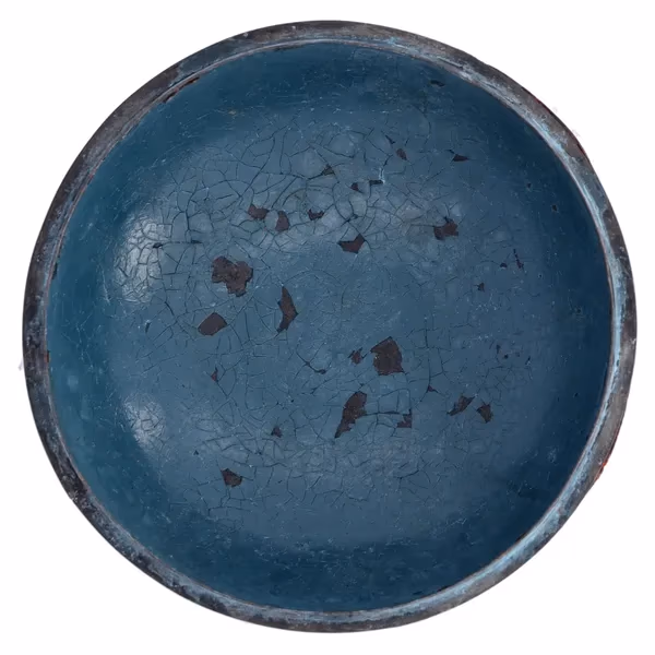 Antique Cinnabar Circular Box With Hand-Carved Scenic Design