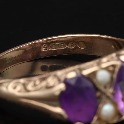 9ct Amethyst and Pearl Ring image-5