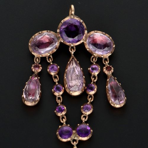 Antique 9ct Gold Amethyst Pendant image-3