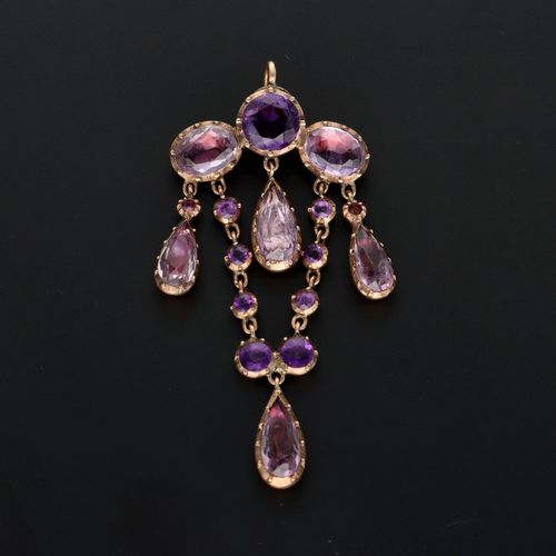 Antique 9ct Gold Amethyst Pendant image-2