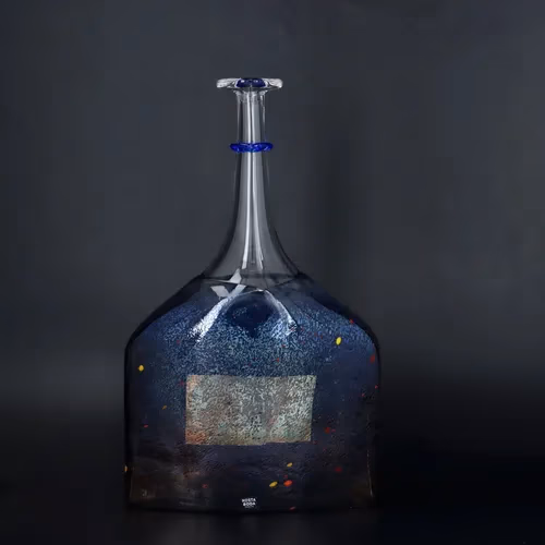Kosta Boda Large Blue Bottle Vase by Bertil Vallien Glass Hemswell