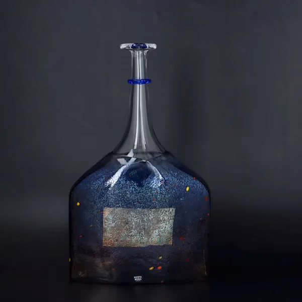 Kosta Boda Large Blue Bottle Vase by Bertil Vallien