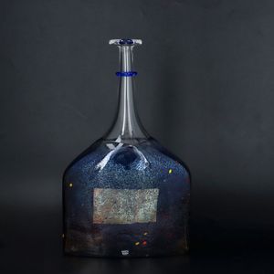 Kosta Boda Large Blue Bottle Vase by Bertil Vallien