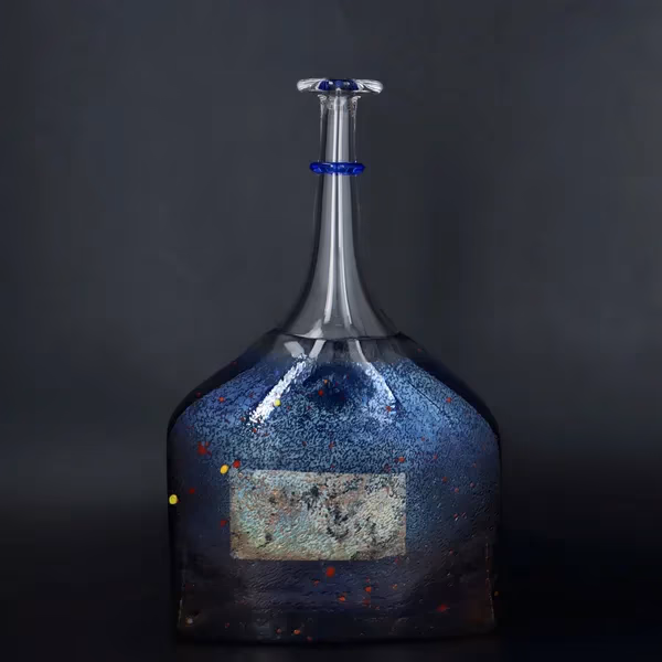 Kosta Boda Large Blue Bottle Vase by Bertil Vallien