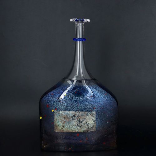 Kosta Boda Large Blue Bottle Vase by Bertil Vallien image-2