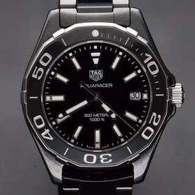 Tag Heuer Aquaracer Ladies 35mm Black Ceramic Watch with Box and Papers