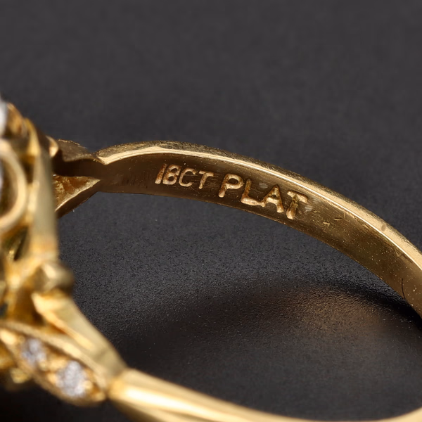 18ct Yellow Gold & Platinum Emerald & Diamond Cluster Ring