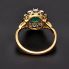 18ct Yellow Gold & Platinum Emerald & Diamond Cluster Ring
